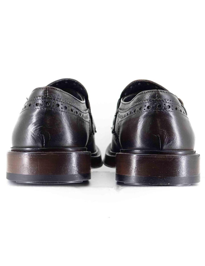 Mocassini uomo in pelle marrone con doppia fibbia e frange SP4001 014 Spatarella 
