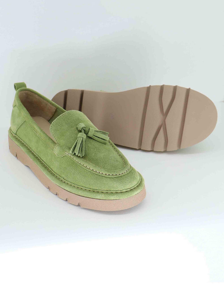 Mocassini donna sfoderati in camoscio verde SPGT-1021 044 Spatarella 