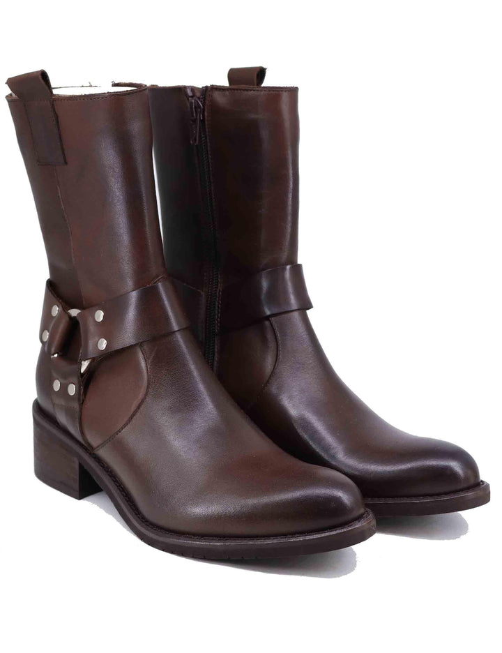 Texani donna in pelle marrone con cavigliera SP102 014 Spatarella 