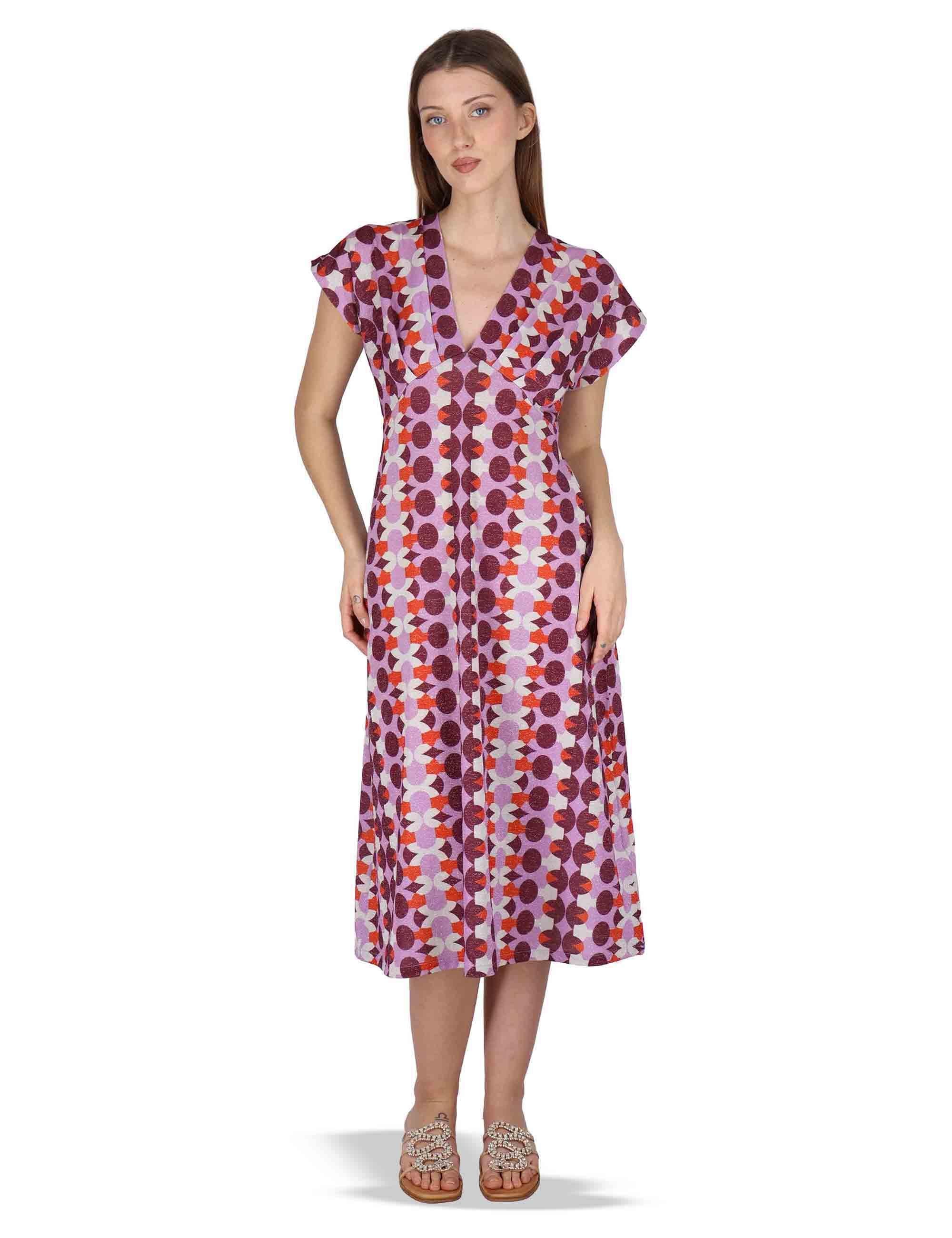 Abiti donna V Neck Dress in Jersey bordeaux a fantasia JABAB0001-F1466-1261 4235 Justmine 