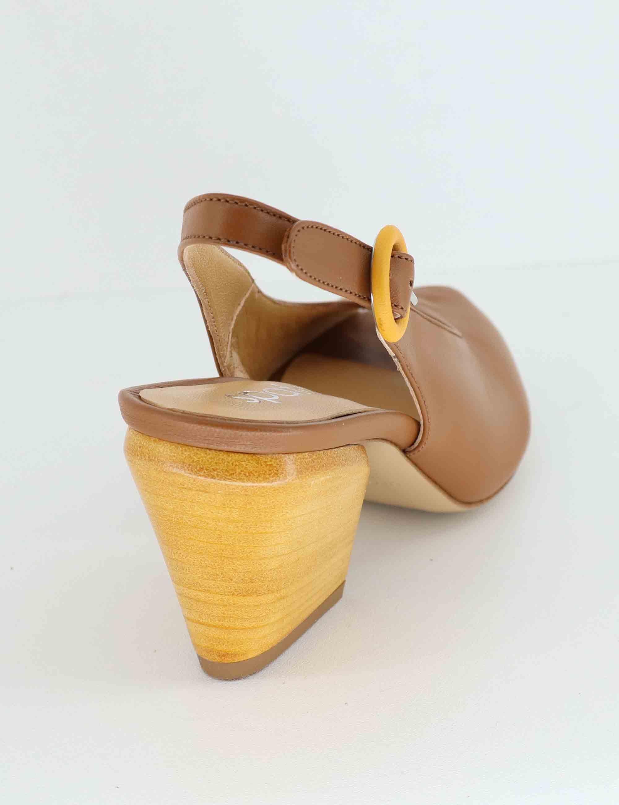 Slingback donna in pelle cuoio con tacco alto SP819 014 Spatarella 