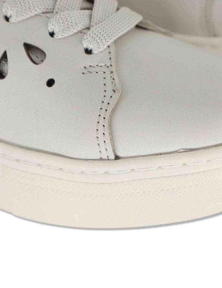 Sneakers donna in pelle beige forate con suola alta in gomma SP600021 016 Spatarella 