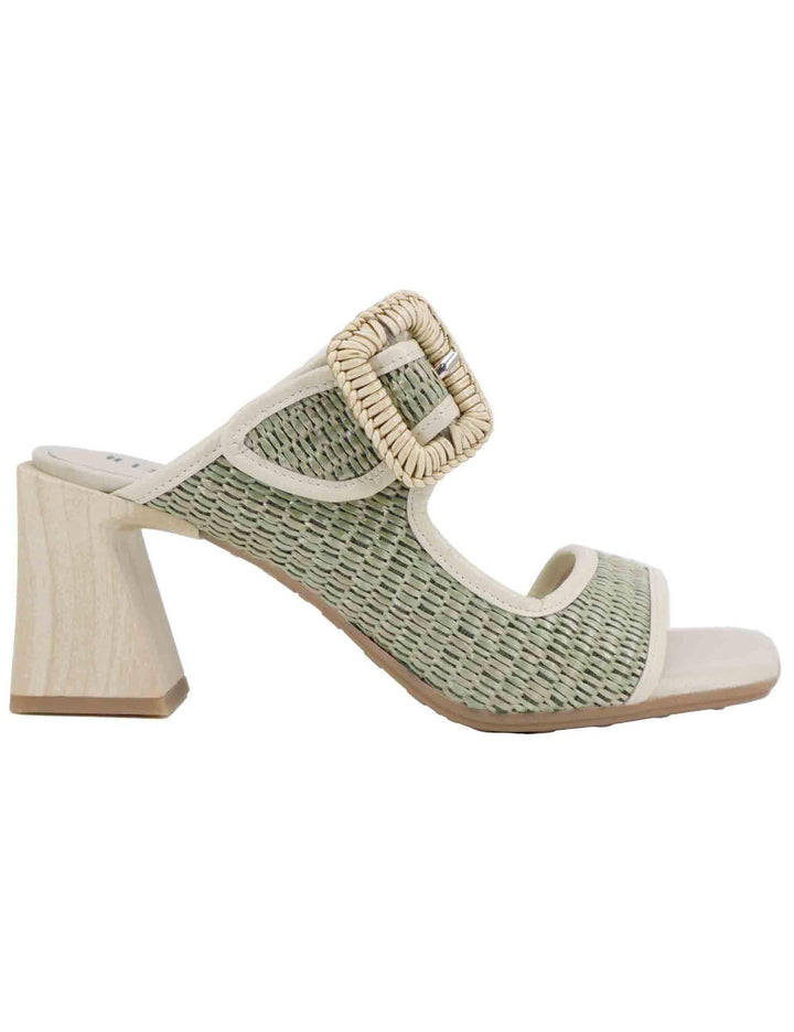 Sandali donna in pelle off white e rafia con tacco alto RHV254048 C003 Hispanitas 