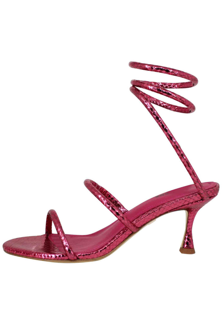 Sandali donna in pelle stampata fuxia con cavigliera a serpente 342Z51BK 053 Lola Cruz 