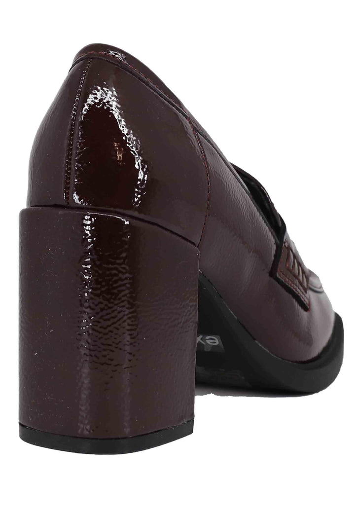 Mocassini donna in vernice bordeaux con tacco alto e punta tonda GEORGIA 200 4E81 Exe 