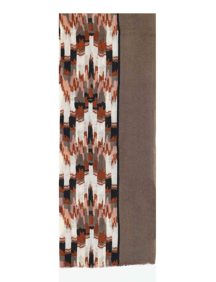 Sciarpe donna in lana taupe con stampe etniche 61260006 0008 Pyaar 