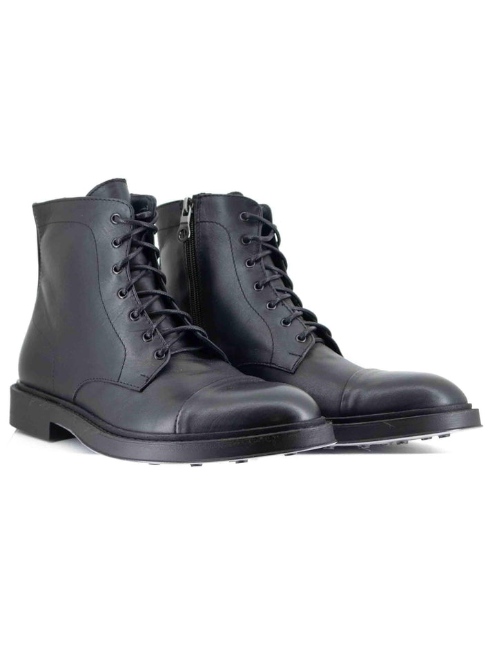 Stivaletti stringati uomo in pelle nera con suola in gomma cucita SP2968 001 Spatarella 