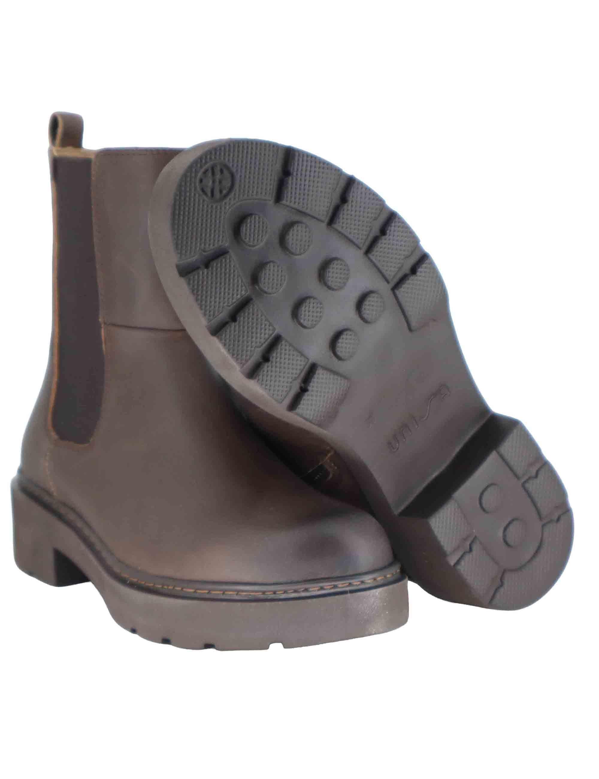 Stivaletti donna in pelle testa di moro con tacco basso JAINE AF WENGUE Unisa 