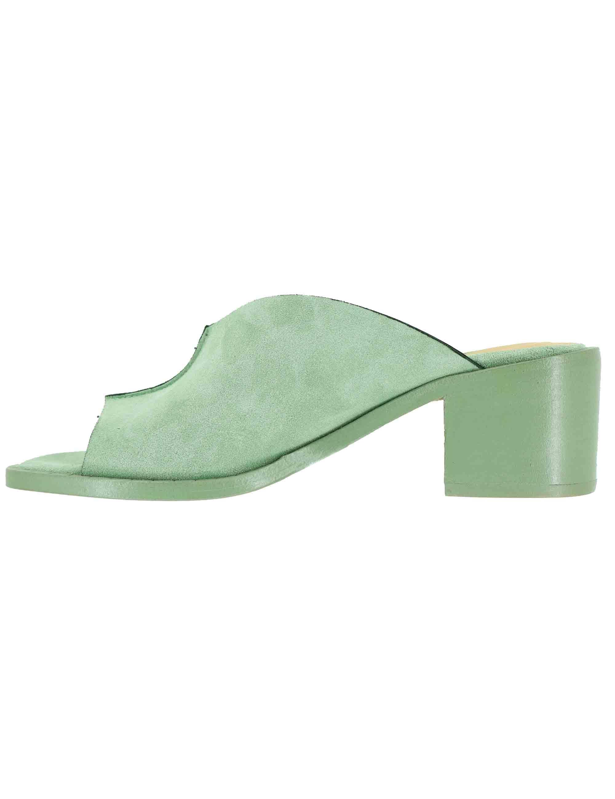 Sandali donna in camoscio verde con tacco in cuoio SP2063 025 Spatarella 