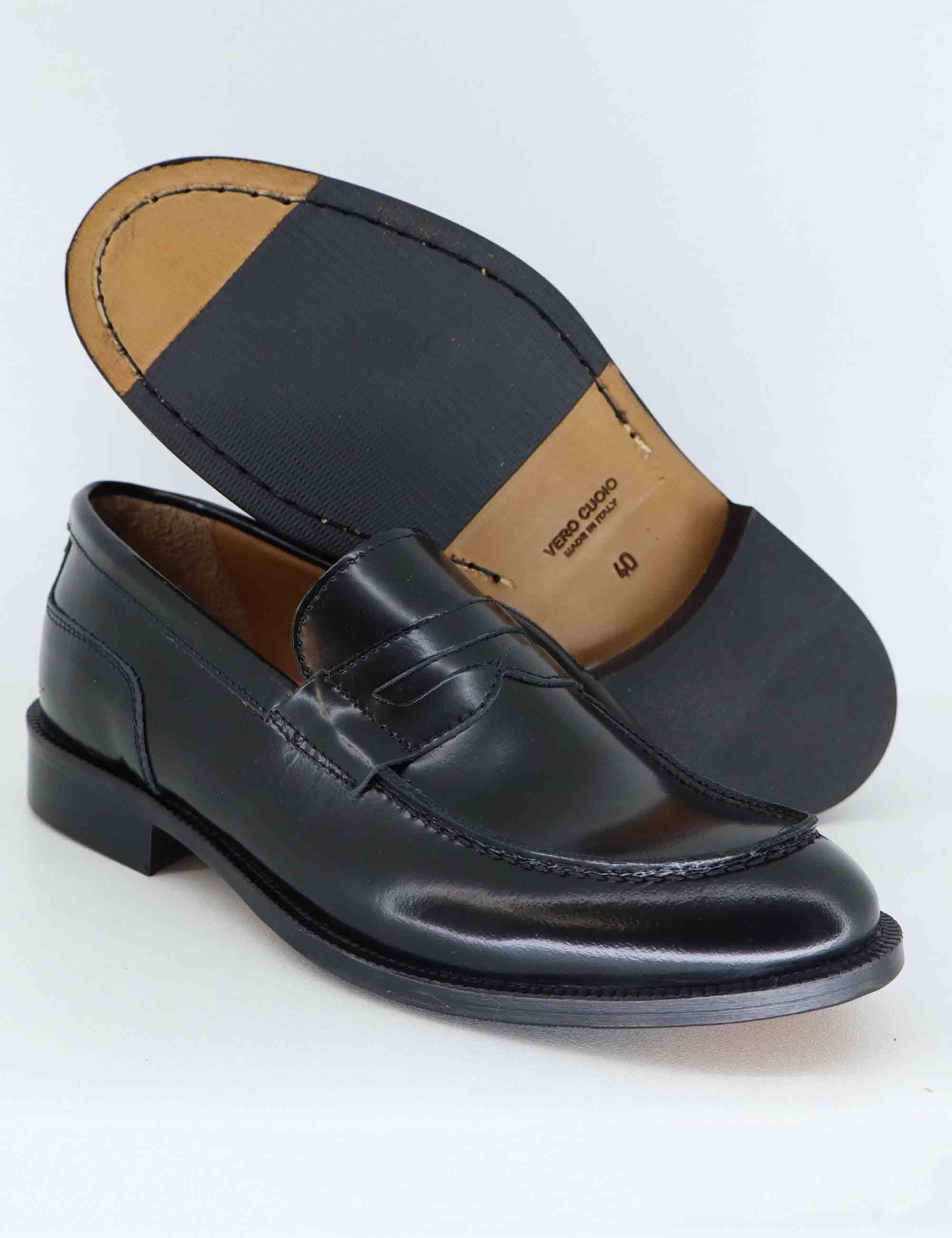 Mocassini uomo in pelle nera lucida SPDUE601 001 Spatarella 