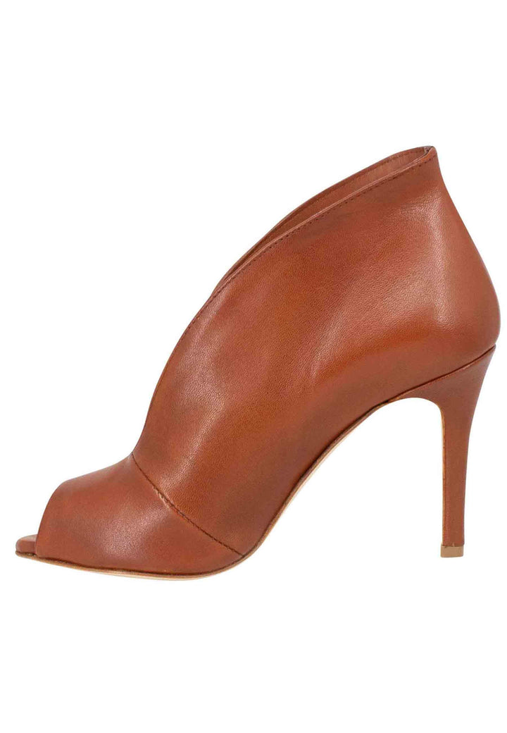 Stivaletti open toe donna in pelle cuoio tacco alto SP8004 014 L'Arianna 
