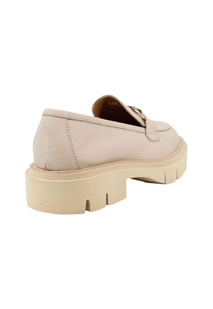 Mocassini donna in pelle beige con suola carrarmato leggera SPD765 015 Spatarella 