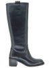 Women's Black Leather Tube Boots D306 001