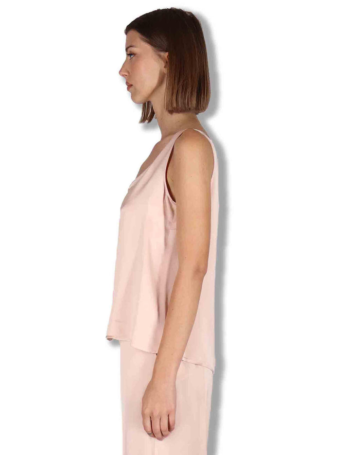 Top donna Shiny Cady in satin rosa svasato con scollo posteriore JP556950631 32001 Maliparmi 
