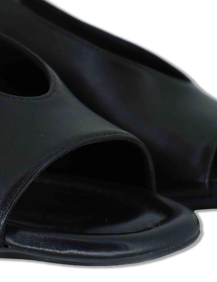 Sandali slingback donna in pelle nera con tacco alto e punta quadra MIJAS NTO BLACK Unisa 