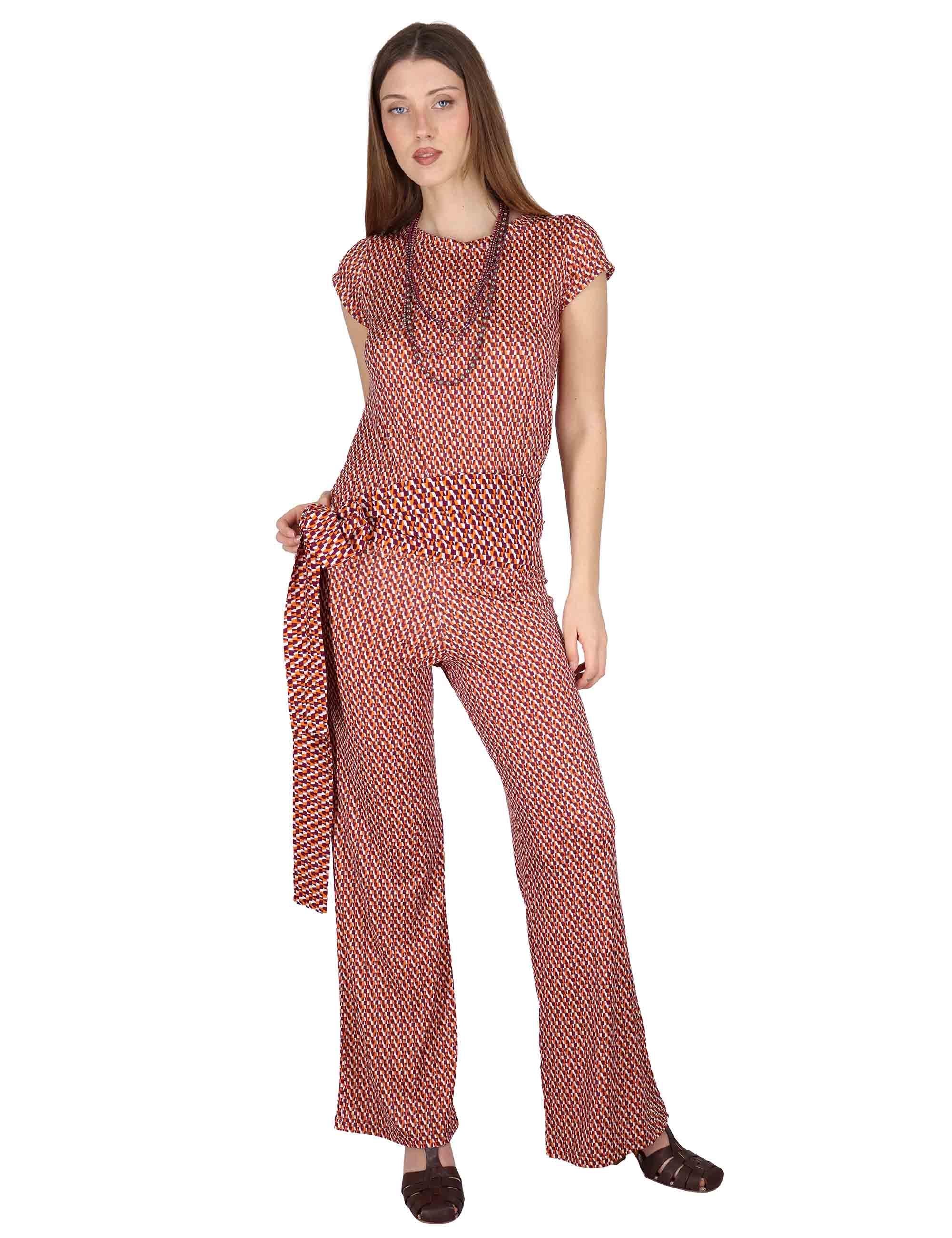 Pantaloni donna Fluid Pants in Jersey a fantasia arancione con elastico in vita JFAPN0001-E2747-1245 2102 Justmine 