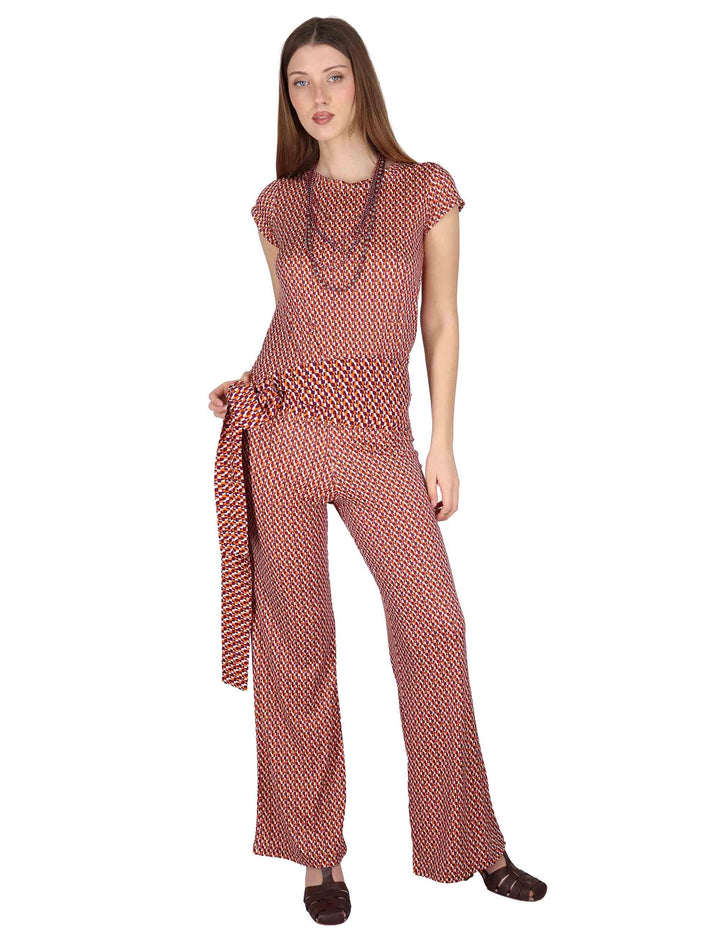 Pantaloni donna Fluid Pants in Jersey a fantasia arancione con elastico in vita JFAPN0001-E2747-1245 2102 Justmine 