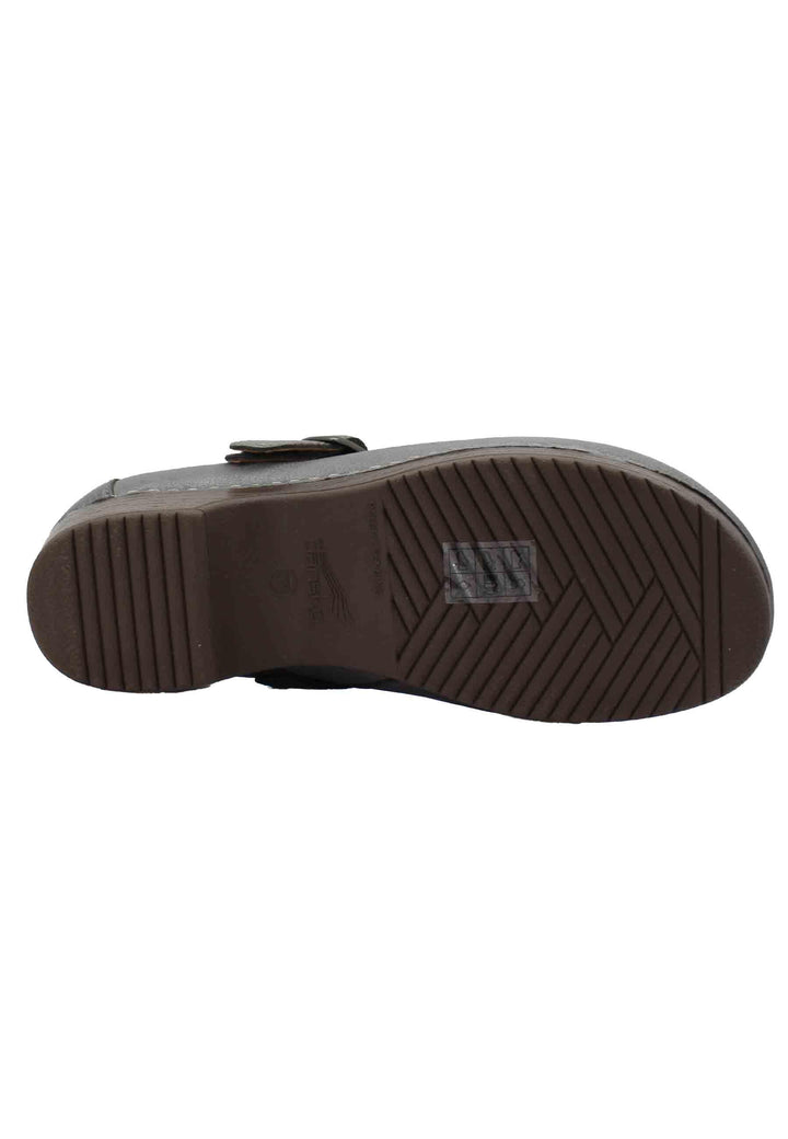 Mule donna in pelle laminata grigia con fibbietta laterale e sottopiede imbottito BERRY 9421-801600 Dansko 