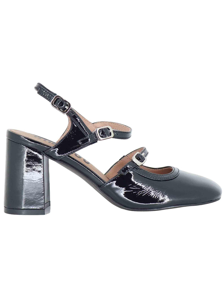 Decollete donna in vernice nera con tacco alto e doppio cinturino 633Z21VK 03 Bibi Lou 