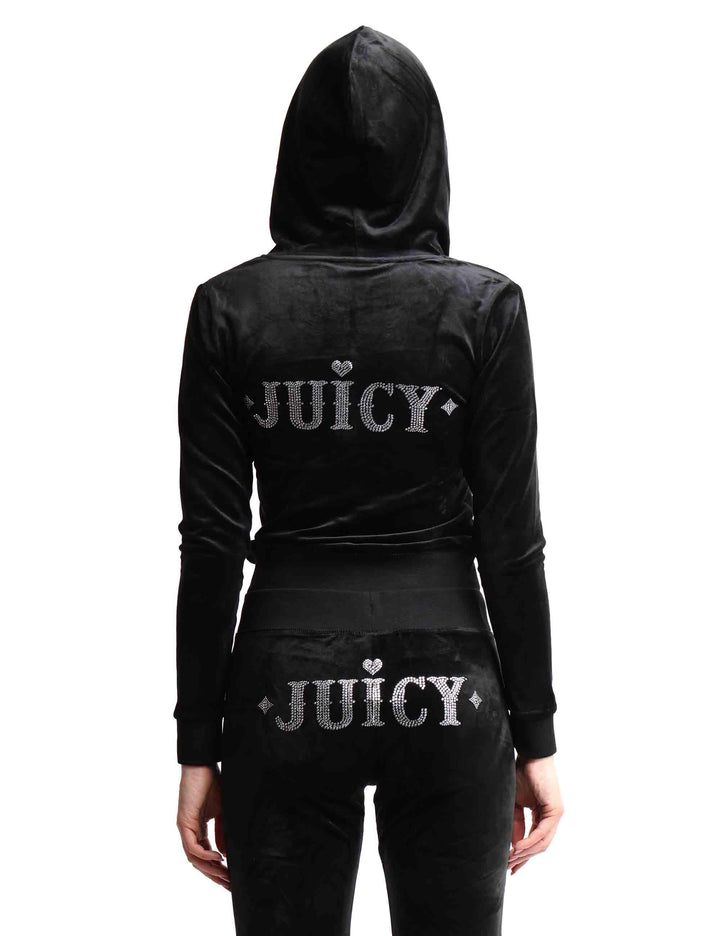 Felpe donna Rodeo Robertson in tessuto nero con cappuccio e zip VEJB70312WPF J00 Juicy Couture 