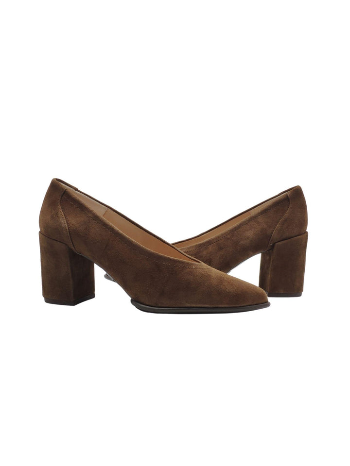 Calzature Donna Décolleté In Camoscio Marrone Tacco Alto KIN CUOIO Unisa 