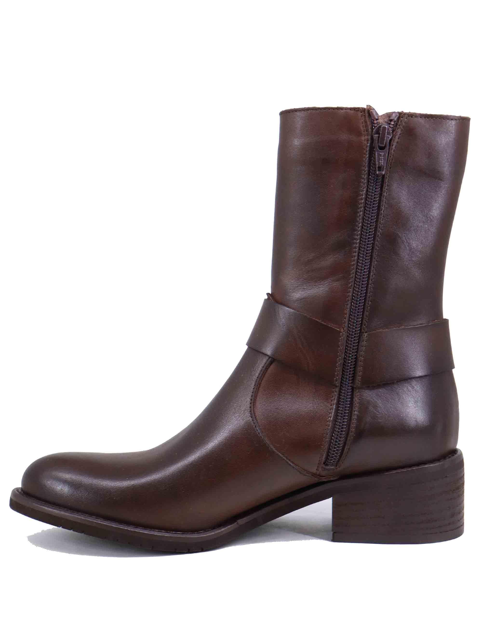 Texani donna in pelle marrone con cavigliera SP102 014 Spatarella 