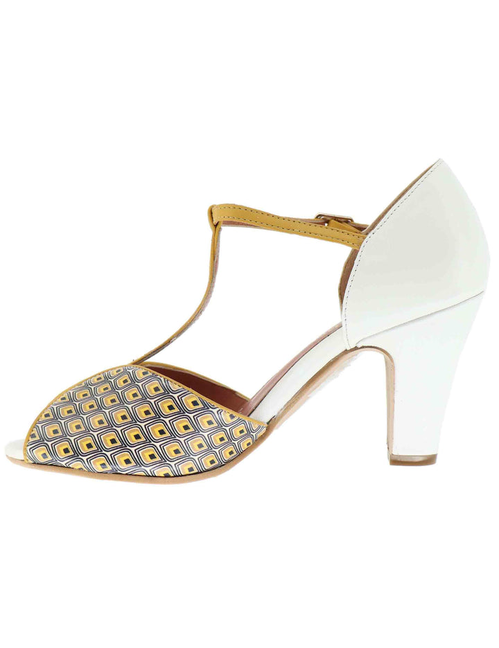 Sandali donna in pelle bianca con tacco alto 3603P 100 Les Venues 