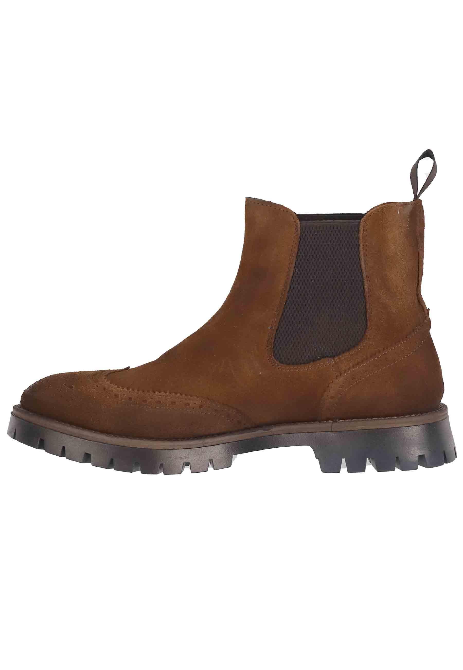 Stivaletti uomo in camoscio cuoio con impunture e suola carrarmato SP3001 034 Spatarella 