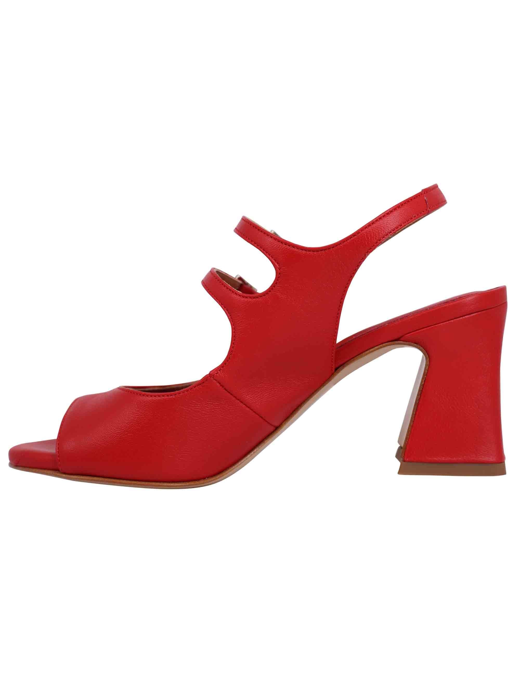 Sandali slingback donna in pelle rossa con cinturini punta tonda e tacco alto T1019 005 Tattoo 