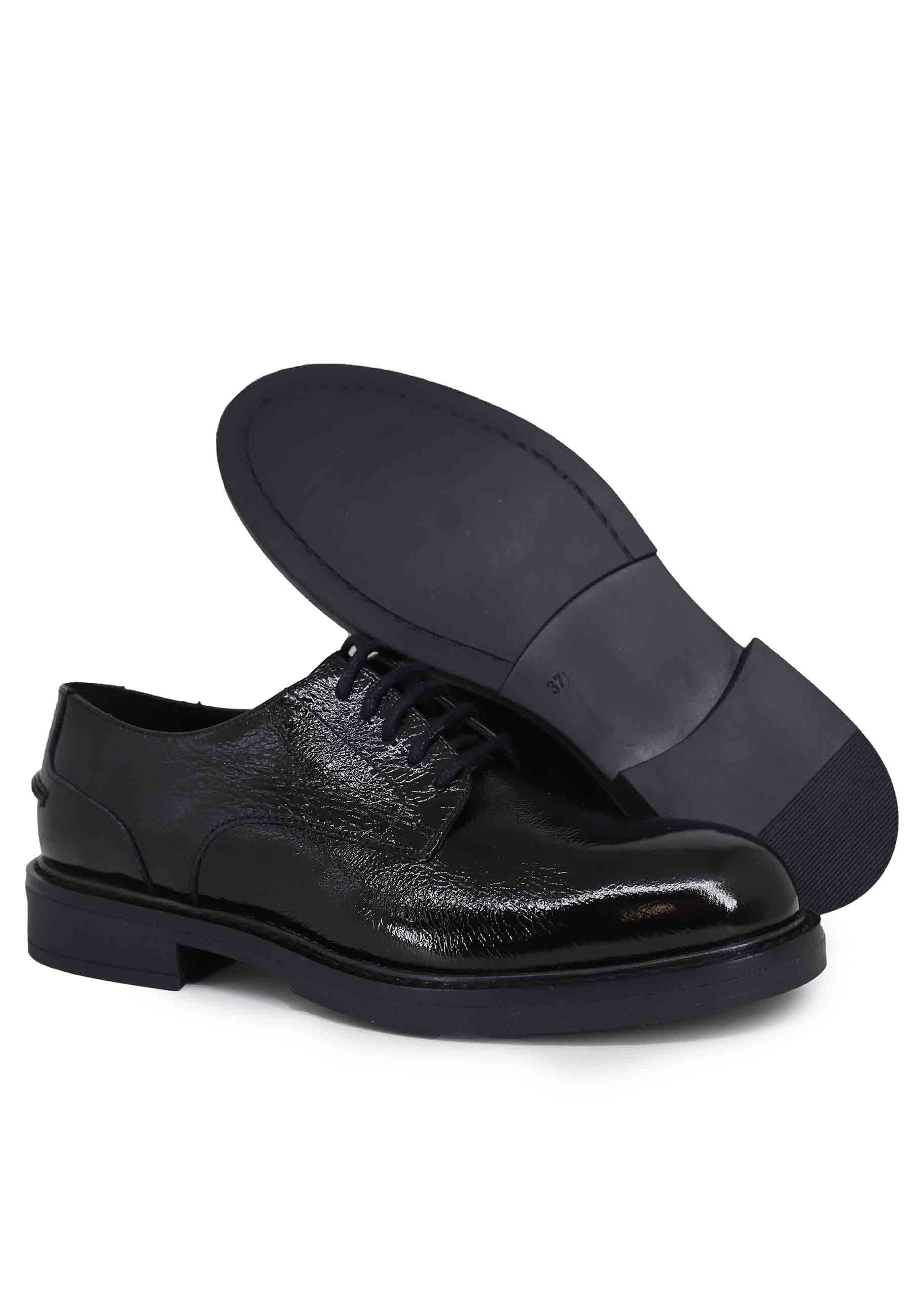 Stringate donna in pelle naplack nero con suola in gomma e tacco basso BG0104 001 Bruno Premi 