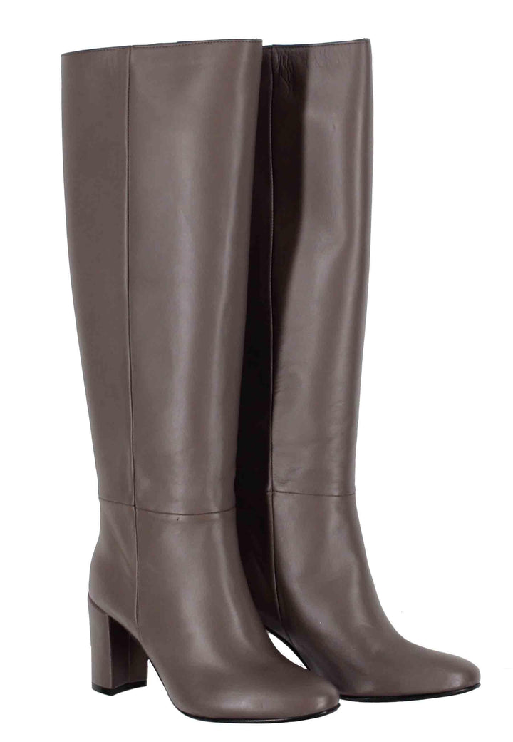 Stivali donna a tubo in pelle grigia con punta tonda ST1689 10 L'Arianna 