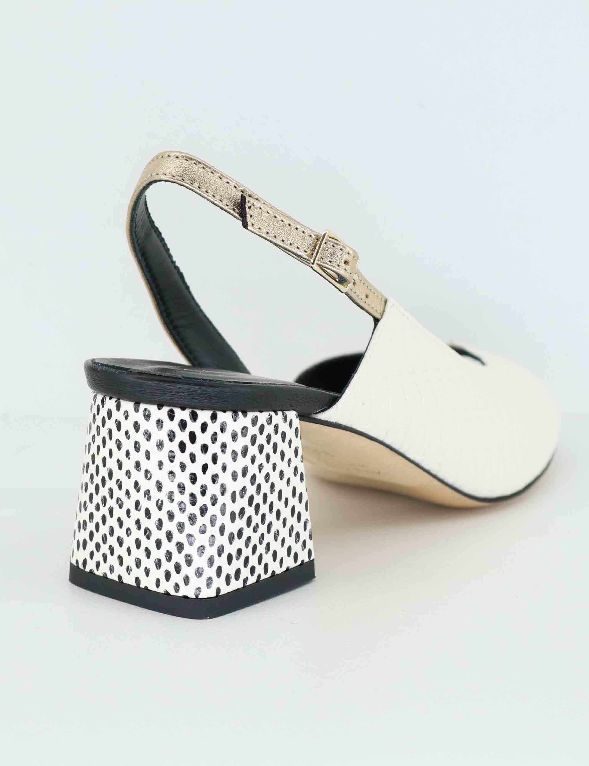 Sandali slingback donna in pelle bianca tacco alto 3007 1 Gianmarco Sorelli 