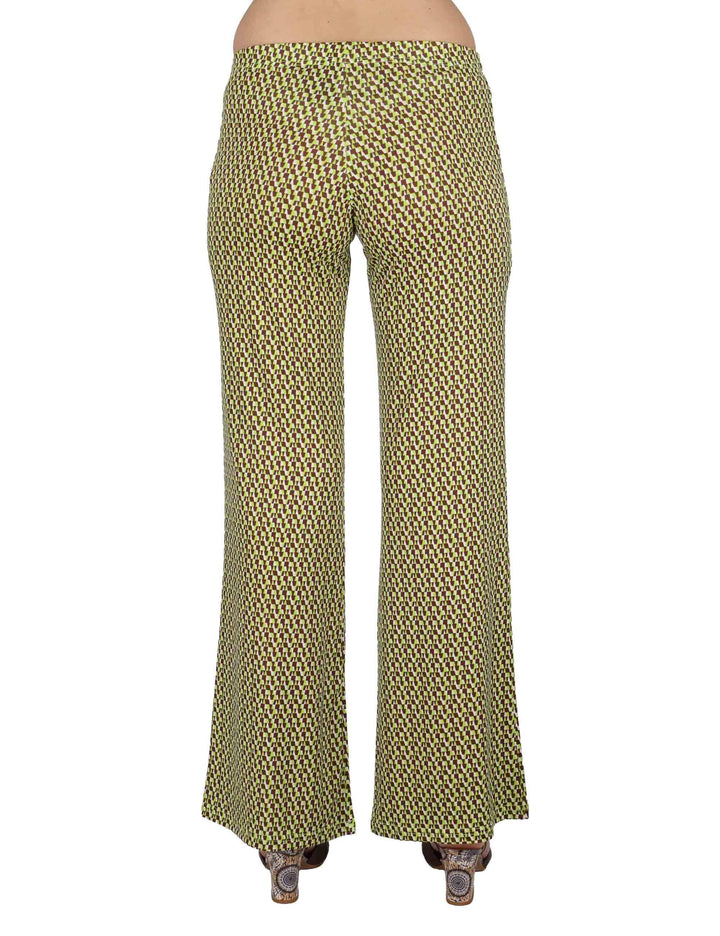 Pantaloni donna Fluid Pants in Jersey a fantasia verde con elastico in vita JFAPN0001-E2747-1245 7046 Justmine 