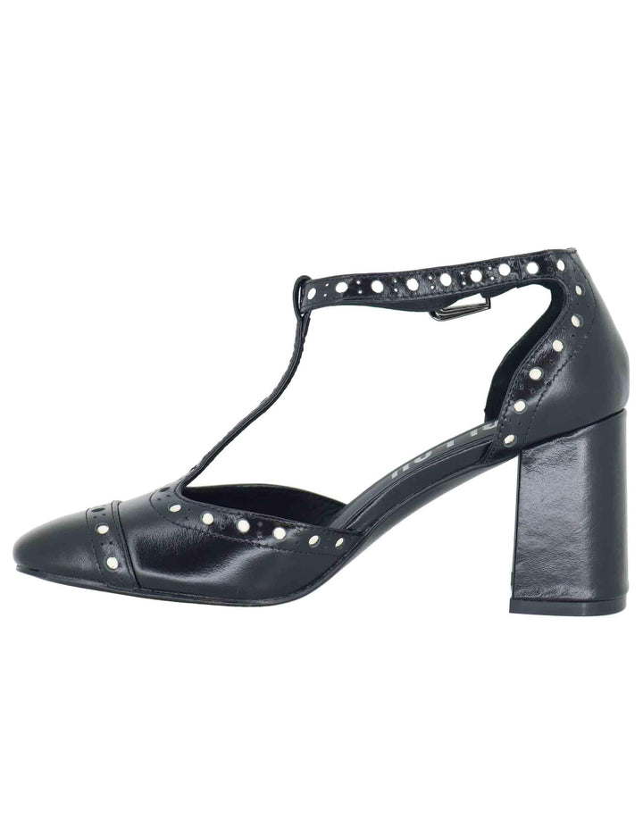 Mary Jane donna in pelle nera con impunture e cinturino regolabile 589Z12VK 03 Bibi Lou 