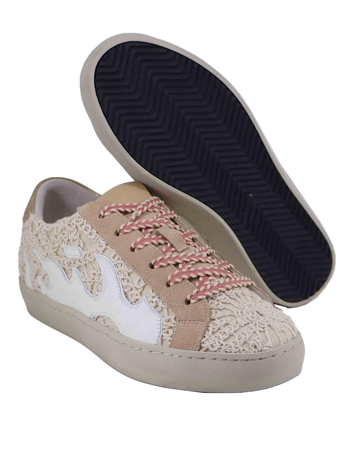 Sneakers donna Gamin in pelle e tessuto beige 610123GM 020 Bibi Lou 