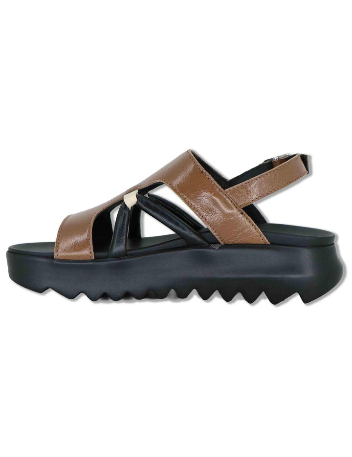 Sandali donna slingback in pelle cuoio con zeppa in gomma 5cm SB18 3 Le Bohemien 