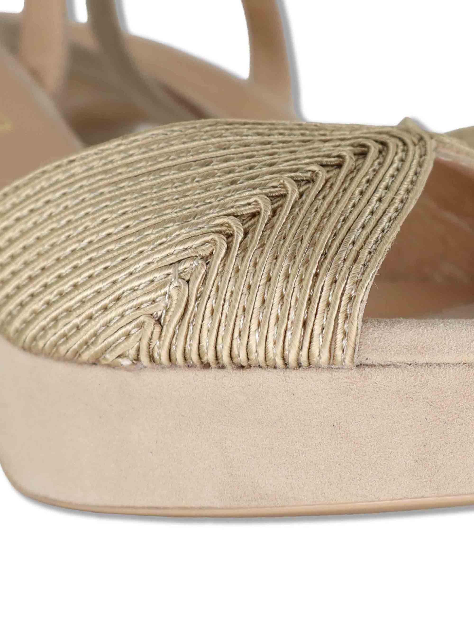 Sandali donna in pelle e tessuto taupe con cinturino tacco alto e plateau OJEDA SOU MUMM/SKIN Unisa 