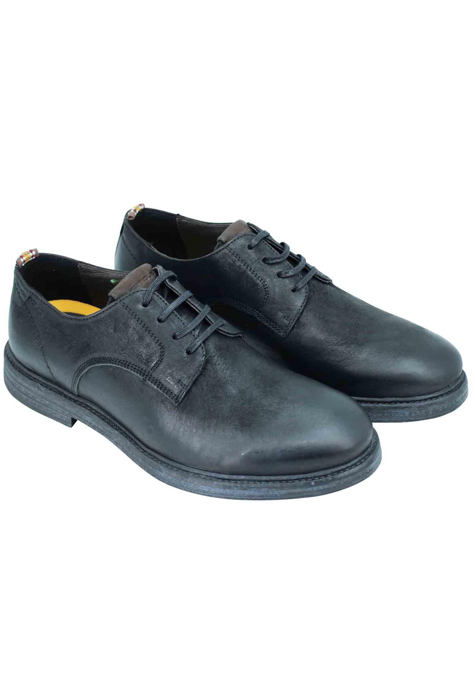 Stringata uomo in pelle nera suola in gomma e sottopiede memory foam 11071 001 Ambitious 