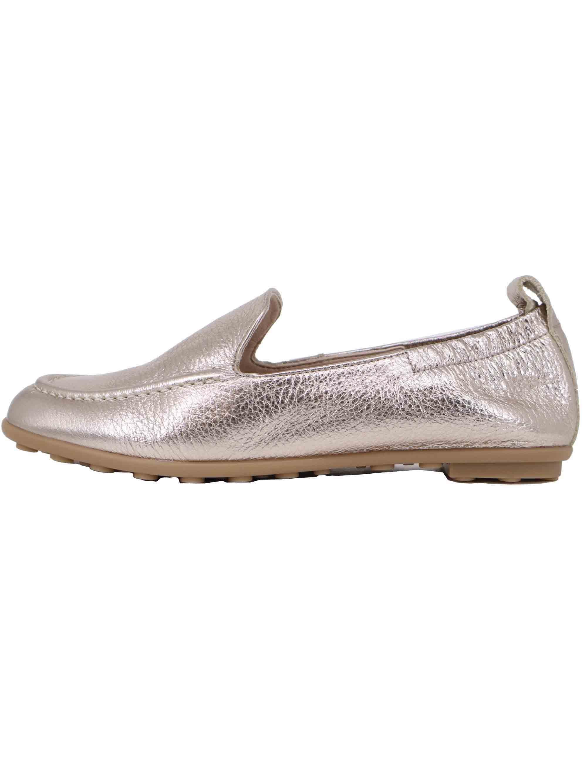 Mocassini donna in pelle laminata platino con suola in gomma HV253177 C006 Hispanitas 