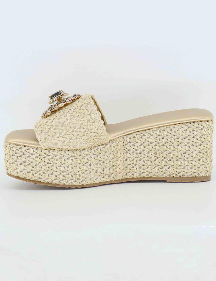 Sandali donna in rafia naturale con gioiello U439W06374A0 230106-3 Exe 