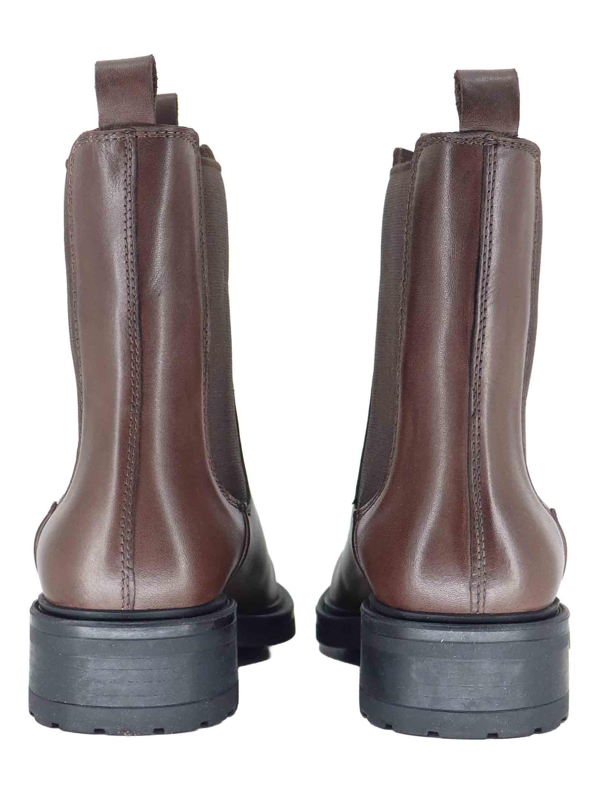 Stivaletti donna in pelle marrone con elastici laterali e tacco basso SP56209 014 Spatarella 