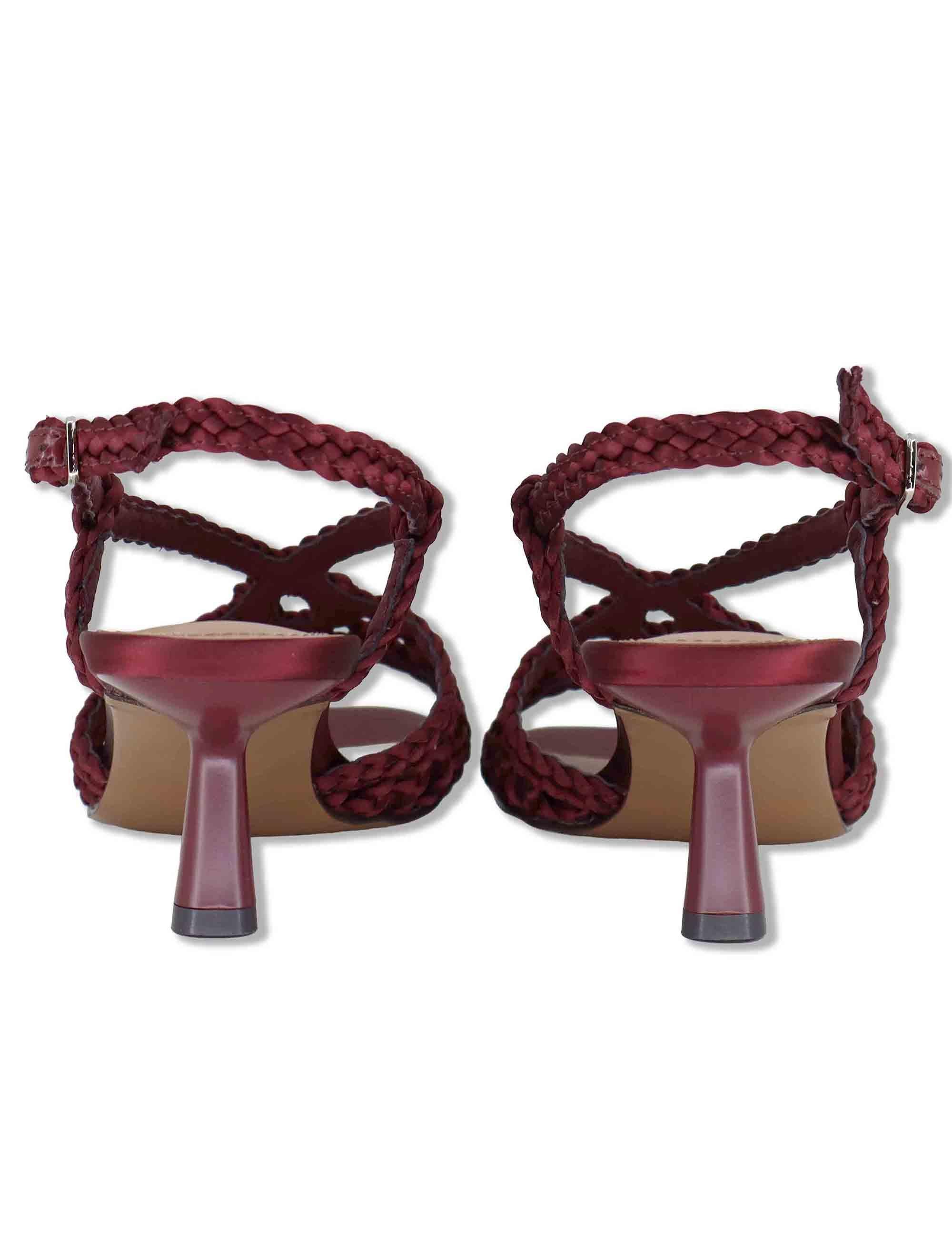 Sandali donna slingback in pelle intrecciata bordeaux con tacco sottile Kou 702Z75VK 40-BURGUND Bibi Lou 