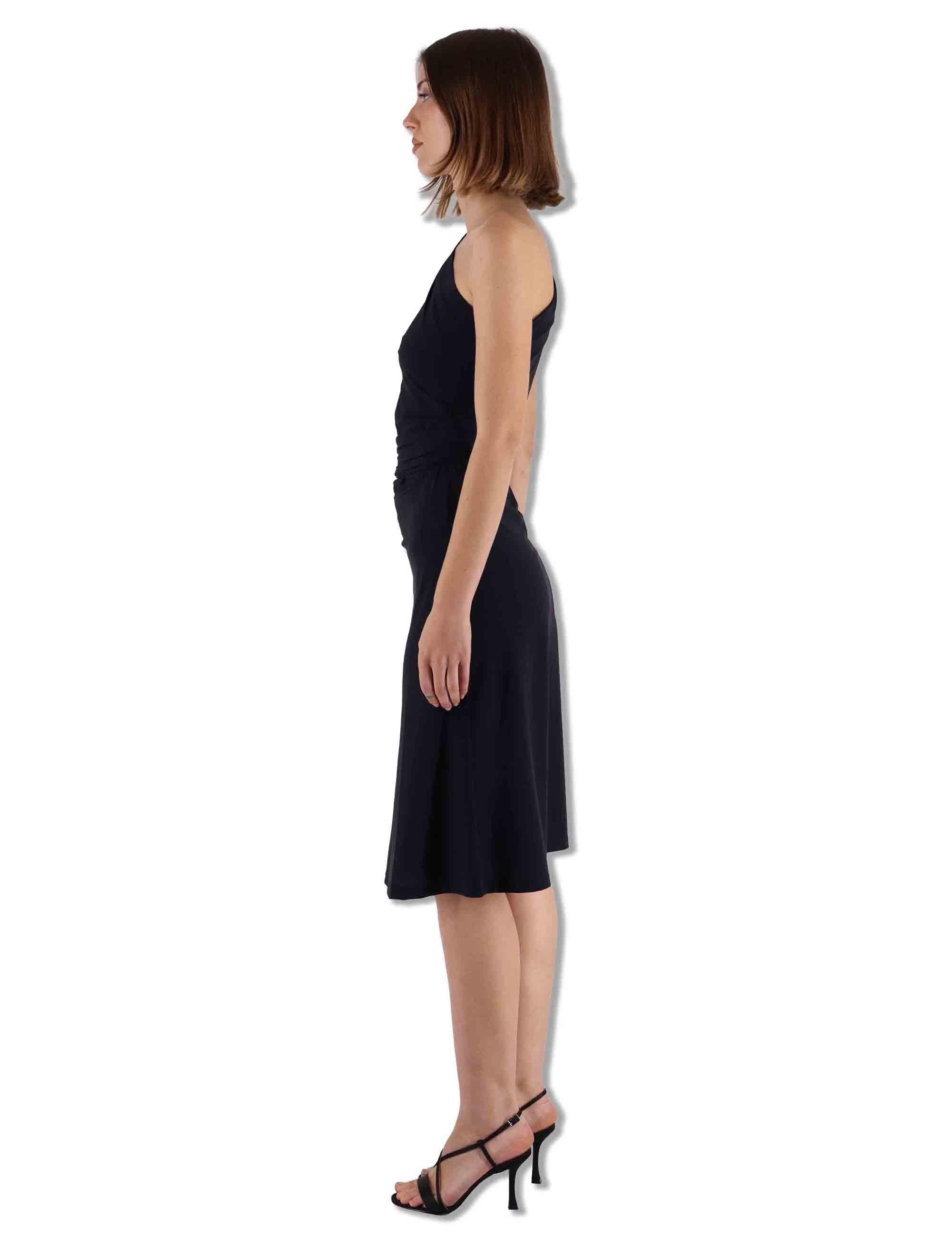 Abiti donna Soft in jersey nero monospalla con fusciacca JF671570210 20000 Maliparmi 