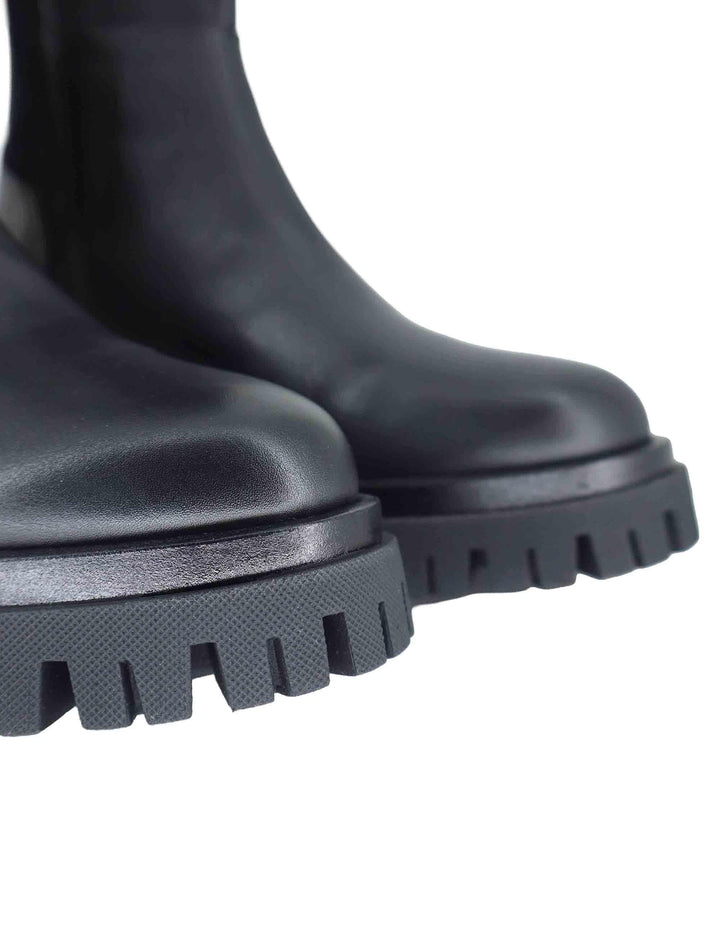 Stivali donna in pelle nera con elastico posteriore e suola in gomma SP7312 001 Spatarella 