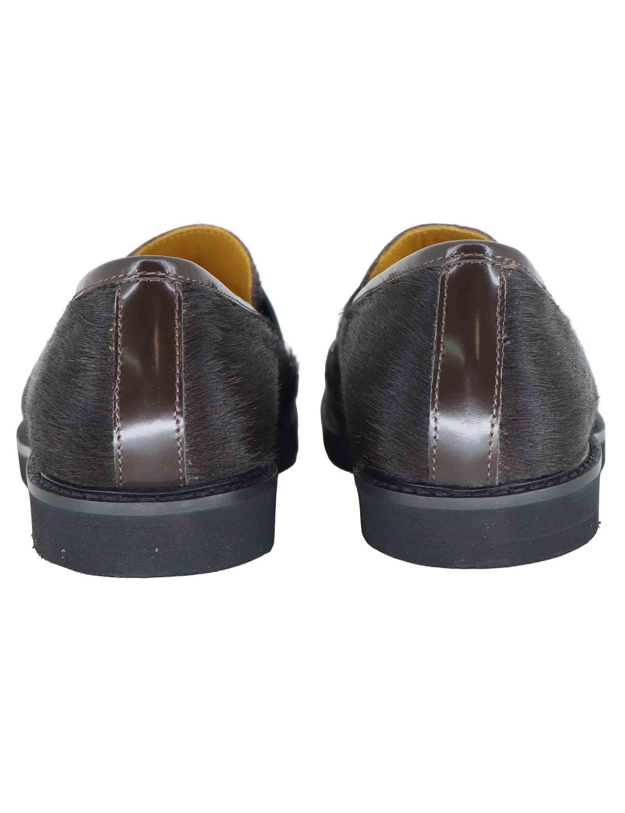 Mocassini donna in pelle marrone con suola in gomma e tacco basso SP9711 014 Spatarella 