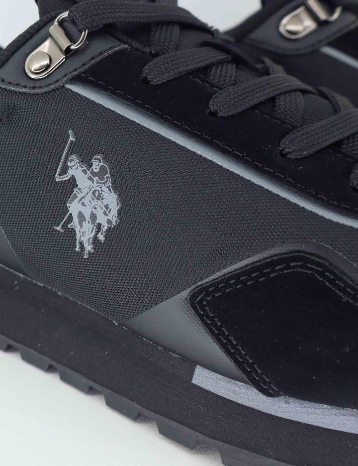 Sneakers uomo in pelle e tessuto nero con suola alta ARON009 BLK U.S. Polo Assn. 