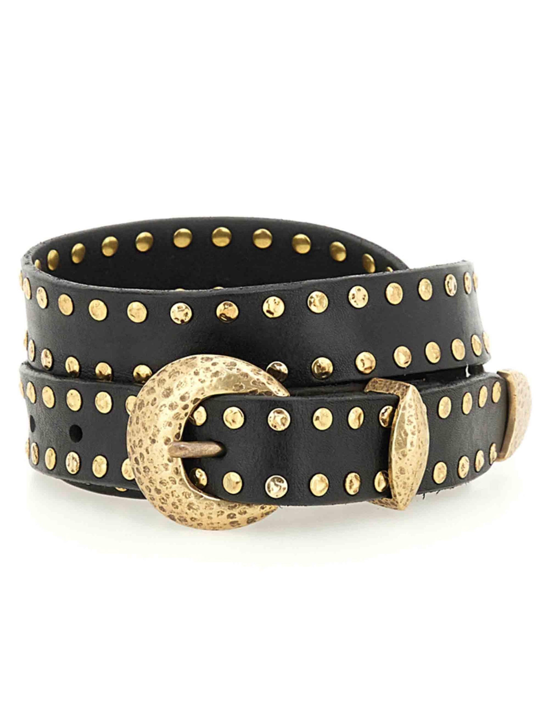 Cinture donna in pelle nera con borchie oro C041460ND X0007 C0001 Campomaggi 