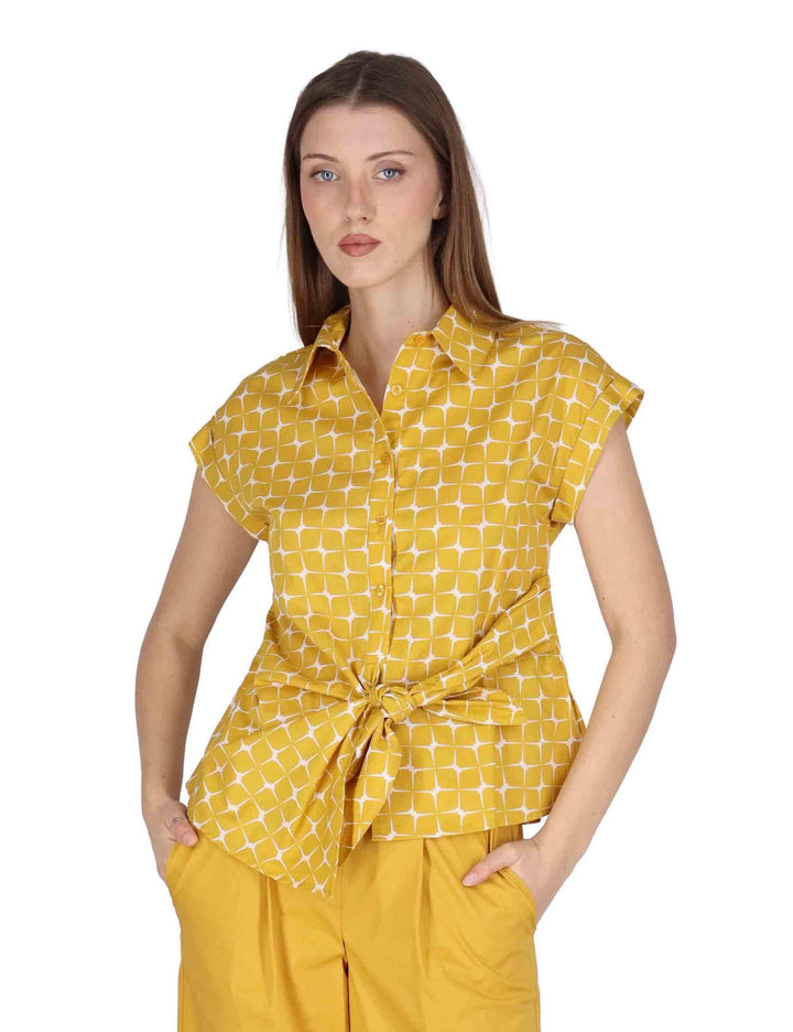 Camicie smanicate donna Knotted Shirt in cotone giallo con cintura JABCM0001-F1385-1241 1226 Justmine 