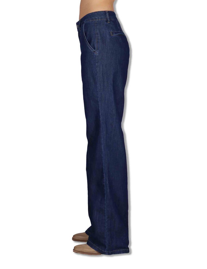 Pantaloni donna Chinos jeans in cotone blu con tasce alla francese JABPN0001-J1135-1255 Denim Justmine 