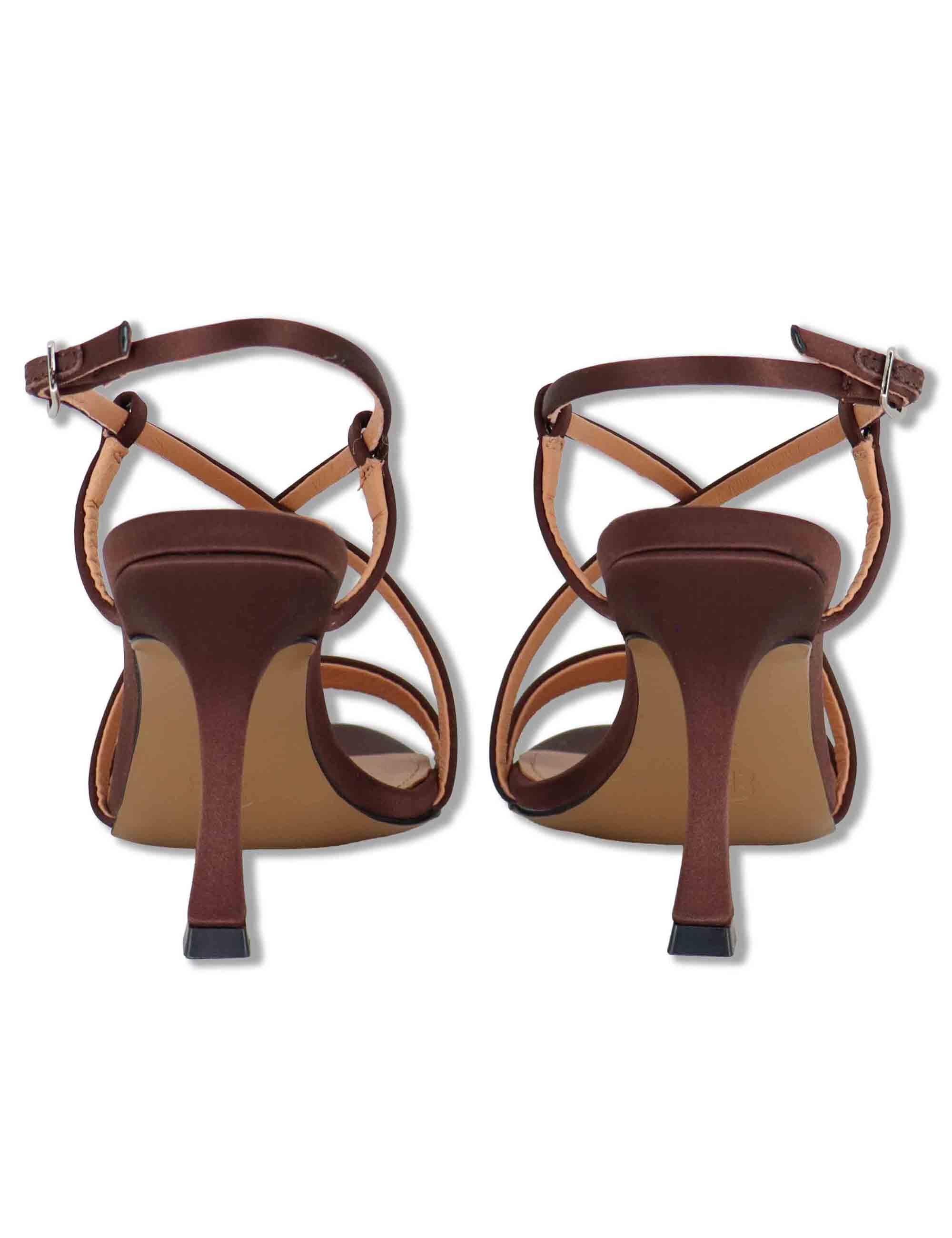 Sandali donna slingback in satin marrone con tacco alto Zafiro 515Z75VK 90-MARRON Bibi Lou 